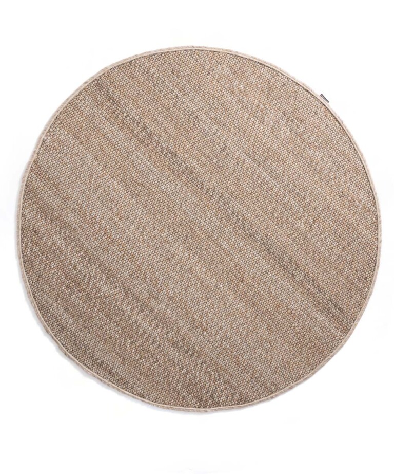 Rond Wollen Vloerkleed Lett Beige Tapeso