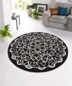 Modern vloerkleed rond Mandala - zwart - sfeer
