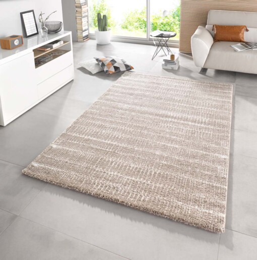 Hoogpolig modern vloerkleed Nova - grijs/taupe - sfeer