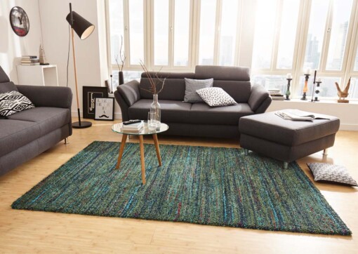 Hoogpolig modern vloerkleed Chic - groen - sfeer