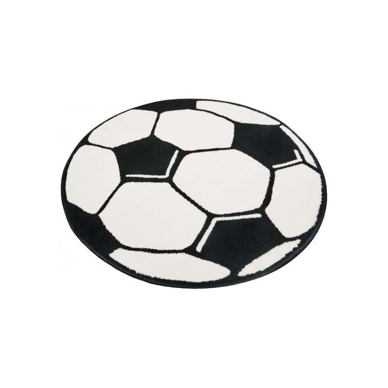 plastic Vertrek oppakken Rond vloerkleed Voetbal - zwart/wit | Tapeso