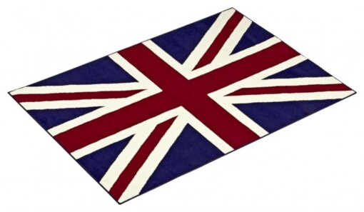 Modern vloerkleed Union Flag - rood/blauw - overzicht schuin