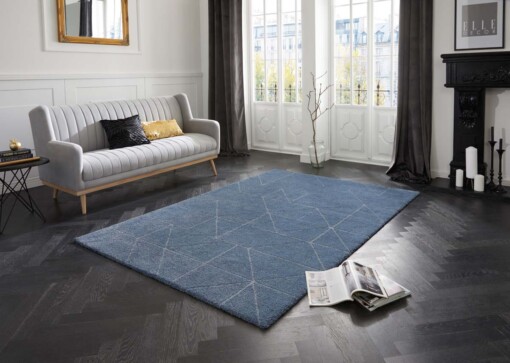 Design vloerkleed Arles Elle Decoration - blauw/zilver - sfeer