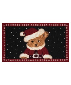 Deurmat kerst teddybeer - rood/zwart - wasbaar 30°C - overzicht boven, thumbnail