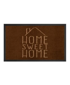 Deurmat "Home Sweet Home" - bruin/crème - wasbaar 30°C - overzicht boven