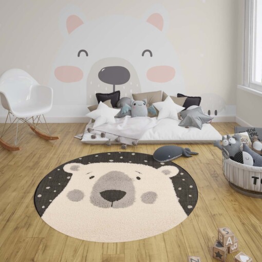 Kinderkamer vloerkleed Icebear Emmet - zwart/crème - sfeer