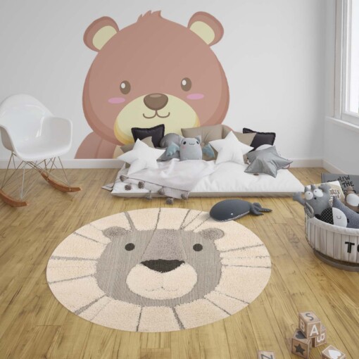 Kinderkamer vloerkleed Lion Lucky - grijs/crème - sfeer