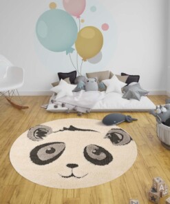 Kinderkamer vloerkleed Panda Pierre - crème/zwart - sfeer