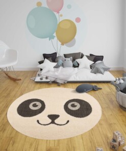 Kinderkamer vloerkleed Panda Pete - crème/zwart - sfeer