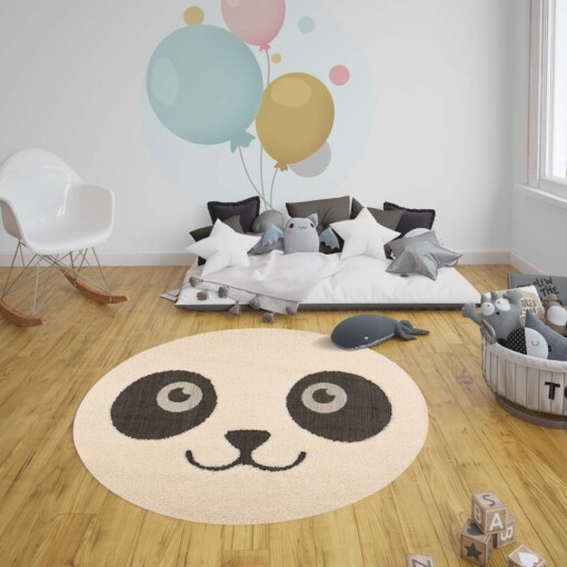 Kinderkamer vloerkleed Panda Pete - crème/zwart - sfeer