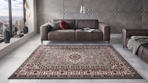 Perzisch tapijt Parun Täbriz - grijs/rood - sfeer