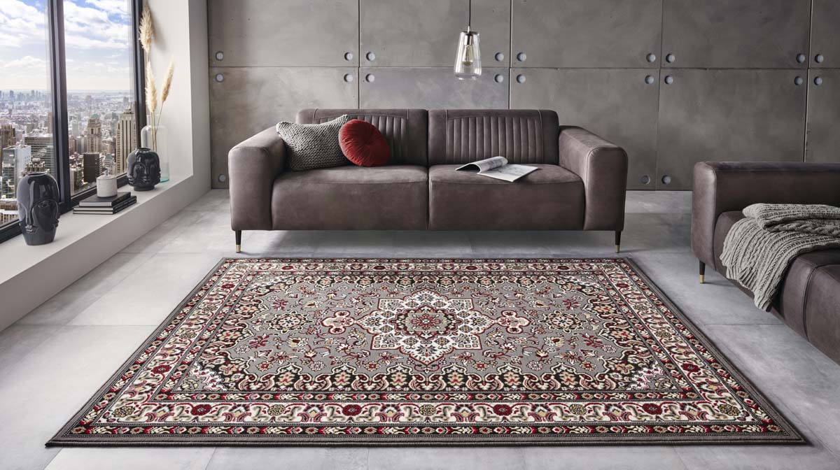 Perzisch tapijt Parun - grijs/rood | Tapeso