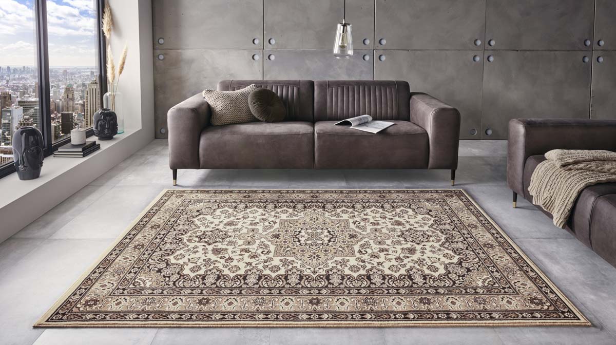 Mauve bout intelligentie Perzisch tapijt Parun Täbriz - beige | Tapeso