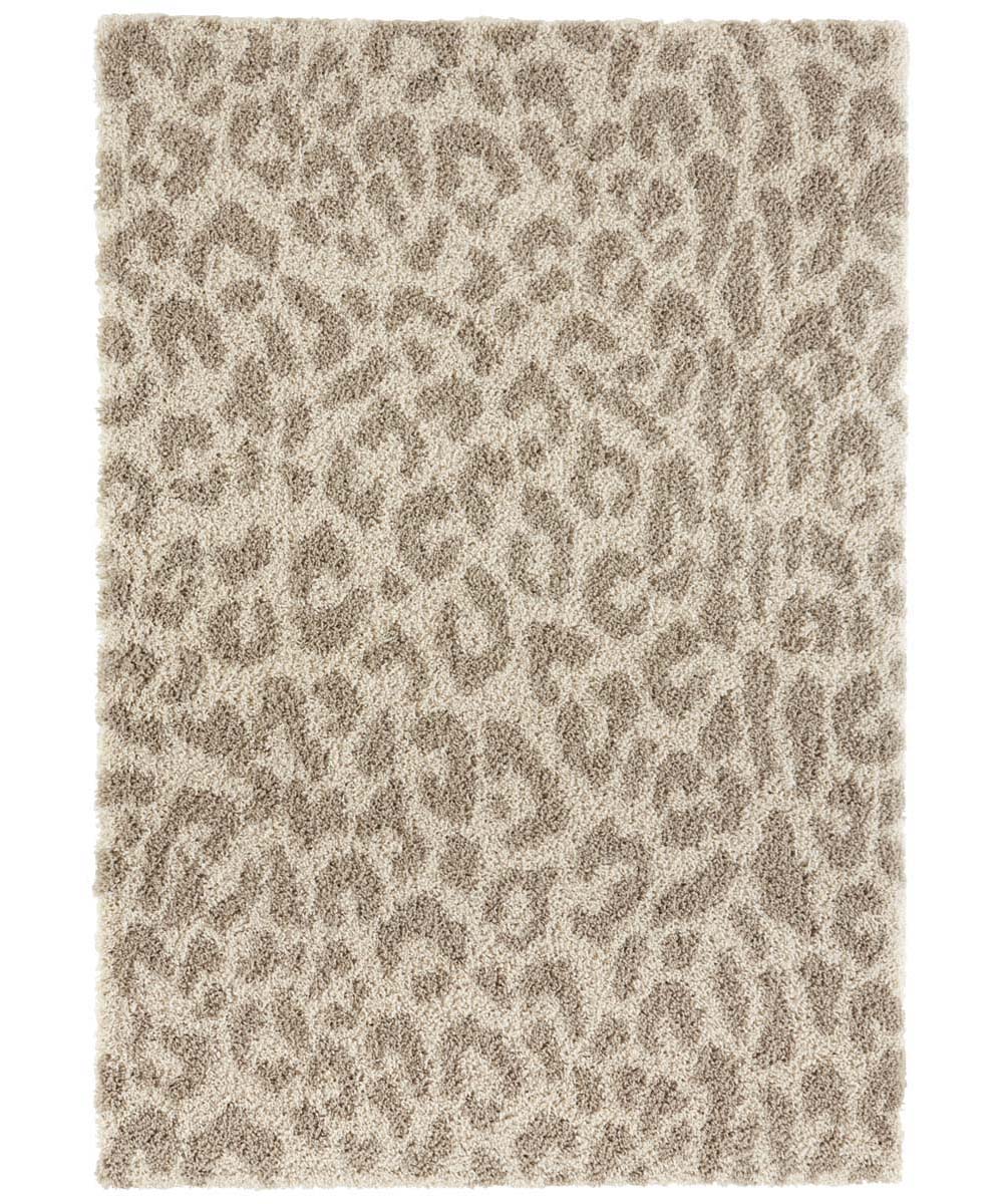 het doel meubilair Mechanica Hoogpolig vloerkleed luipaard Moss - beige | Tapeso