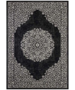 Oosters vloerkleed Floral Orient - zwart/ grijs - overzicht boven
