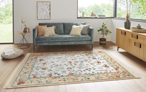 Klassiek vloerkleed Oriental Flowers - crème/multi - sfeer