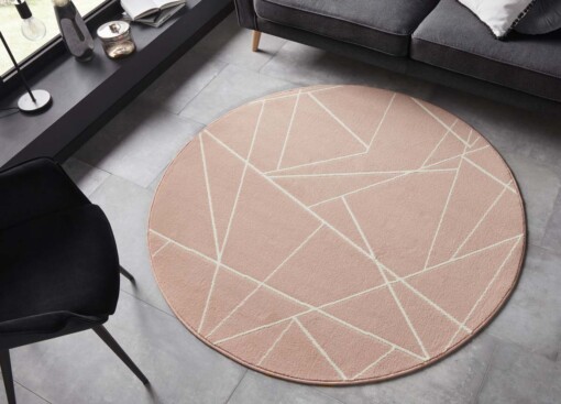 Rond vloerkleed Geometrical - roze - sfeer