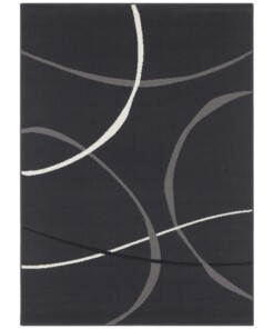Vloerkleed retro Abstract Circles - donkergrijs - overzicht boven