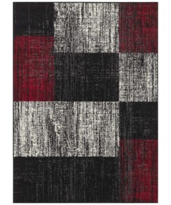 Vloerkleed blokken patchwork - zwart/rood - overzicht boven