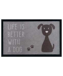 Deurmat "life is better with a dog" - grijs/bruin - overzicht boven