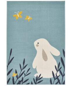 Kinderkamer vloerkleed Bunny Lottie - lichtblauw - overzicht boven