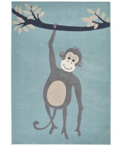 Kinderkamer vloerkleed Monkey Miles - lichtblauw - overzicht boven