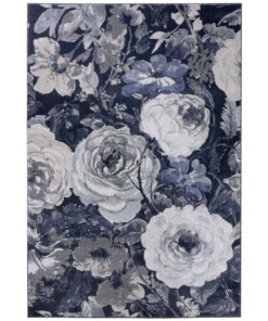 Vloerkleed bloemen Peony - grijs/blauw - overzicht boven