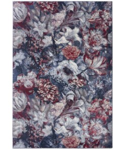 Vloerkleed bloemen Flower Symphony - blauw/roze - overzicht boven