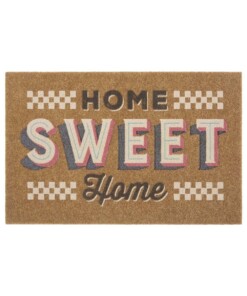 Deurmat Home Sweet Home kokos-optiek - bruin/crème - overzicht boven