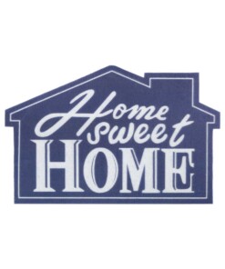 Deurmat Home Sweet Home - blauw/crème - overzicht boven