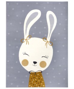 Kindervloerkleed bunny Happy - grijs - overzicht boven