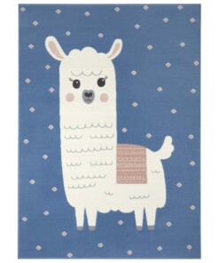 Kindervloerkleed alpaca Smile - blauw - overzicht boven