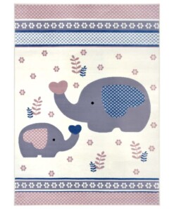 Kindervloerkleed olifant Happy - roze/crème - overzicht boven
