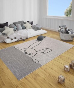Kinderkamer vloerkleed Peeking bunny - crème/zwart - sfeer