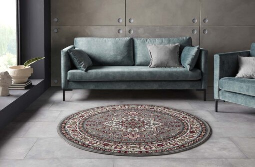 Perzisch tapijt rond Parun Täbriz - grijs/rood - sfeer