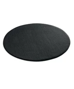 Zacht rond vloerkleed Loft - zwart - wasbaar 30°C - overzicht schuin