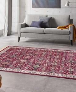 Perzisch tapijt velours Hamadan Saira - rood/multi - sfeer