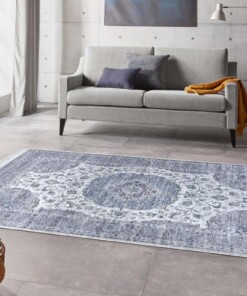 Perzisch tapijt velours Tabriz Casim - blauw/zilver - sfeer