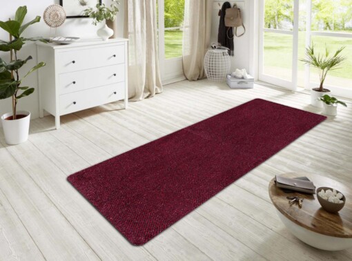 Modern effen deurmat Clean & Go - rood/zwart - sfeer