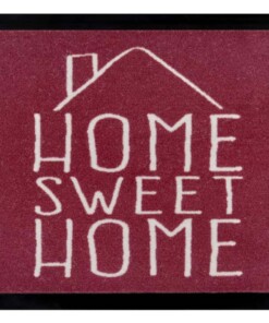 Deurmat "Home Sweet Home" - rood - wasbaar 30°C - overzicht boven