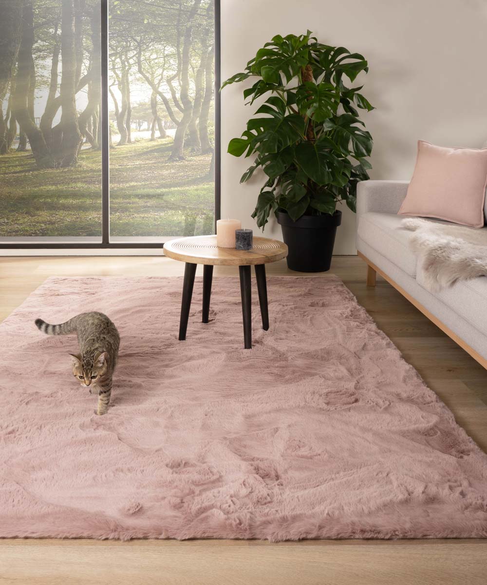Zacht hoogpolig vloerkleed - Comfy roze |