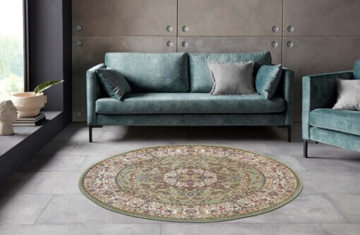 Rond perzisch tapijt - Zahra groen - sfeer
