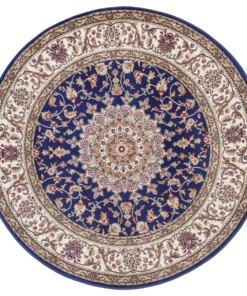 Rond perzisch tapijt - Zuhr marineblauw - overzicht boven