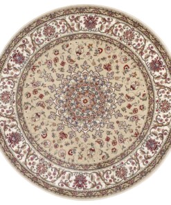 Rond perzisch tapijt - Zuhr beige - overzicht boven