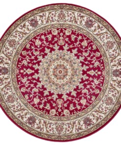 Rond perzisch tapijt - Zuhr rood - overzicht boven