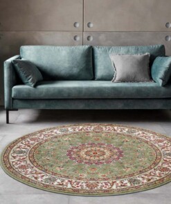 Rond perzisch tapijt - Zuhr groen - sfeer