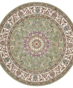 Rond perzisch tapijt - Zuhr groen - overzicht boven