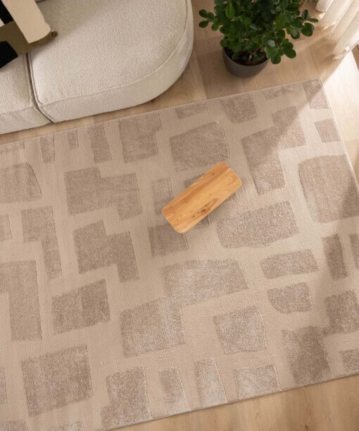 Vierkant vloerkleed Scandinavisch - Contour Stone beige