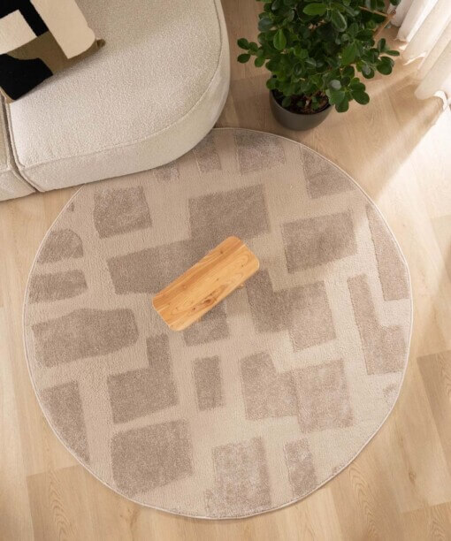 Rond vloerkleed Scandinavisch - Contour Stone beige