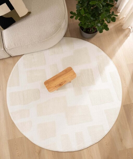 Rond vloerkleed Scandinavisch - Contour Stone crème